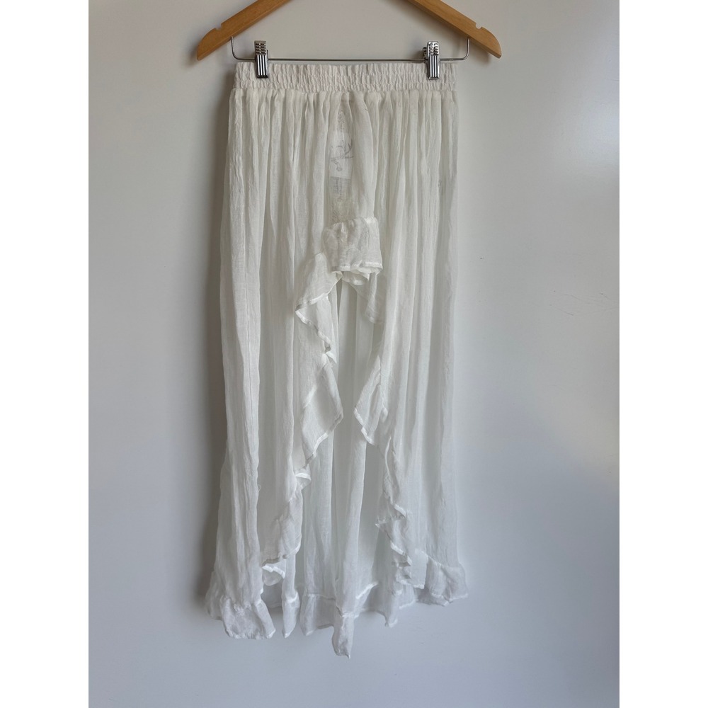 Gypsy Junkies Phoebe Ruffle Skirt White Sheer High Low Cotton SS-64 ML NWT